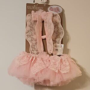 NWT ~ Elly & Emmy 3 Piece Pastel Pink Angel Tutu Set (Size: 0-12 Months)
